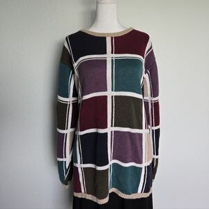 Artsy, Retro Blair Multicolor Plaid Sweater Funky Layering Piece Womens Large
